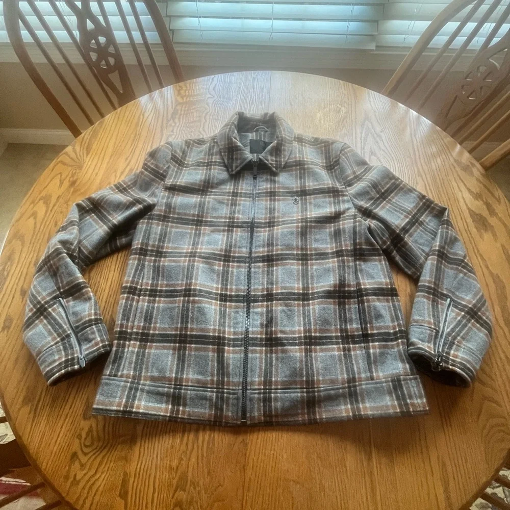 Cadogan Luxury Lexington Lined Wool Jacket Gray Brown Plaid Men’s Size L - Picture 2 of 16